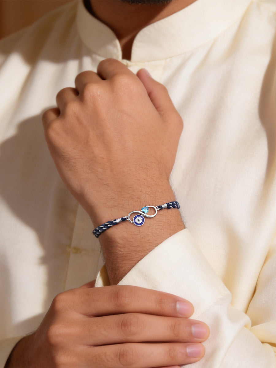 Infinity Evil Eye Silver Rakhi