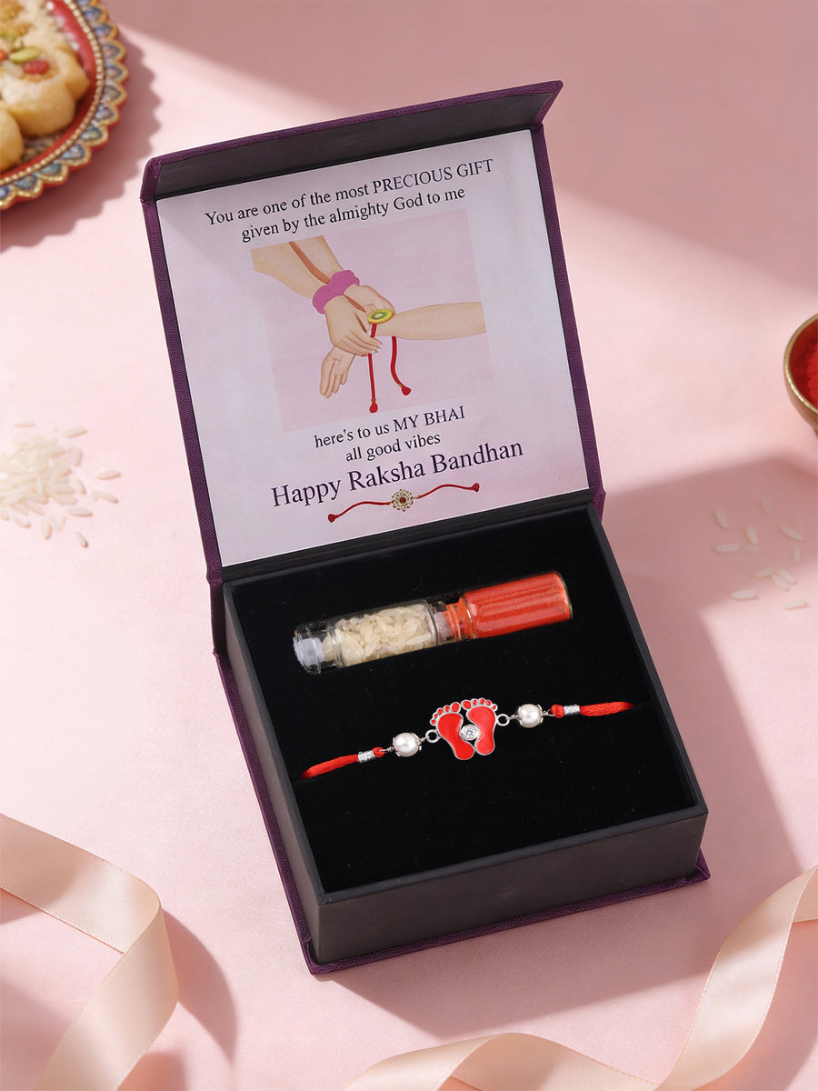 Shree Charan Blessings Silver Rakhi