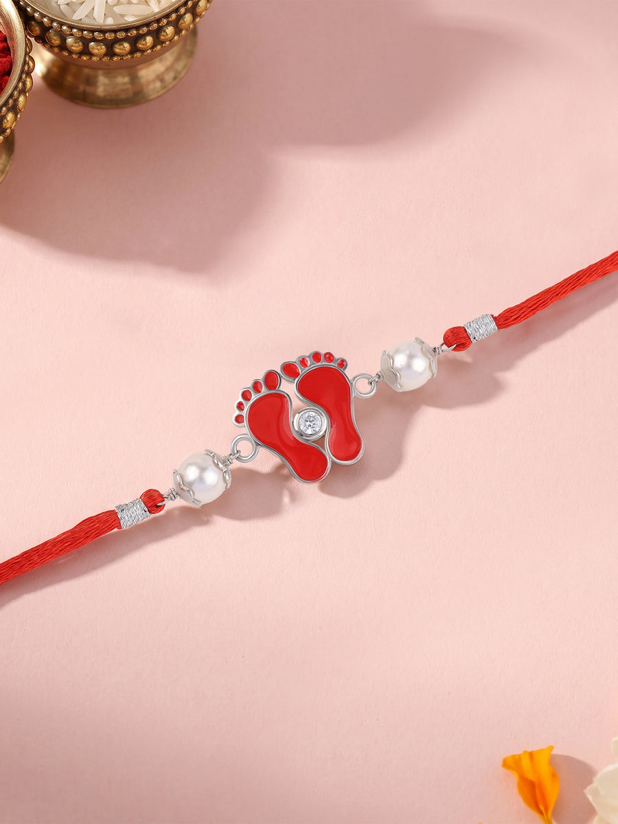 Shree Charan Blessings Silver Rakhi