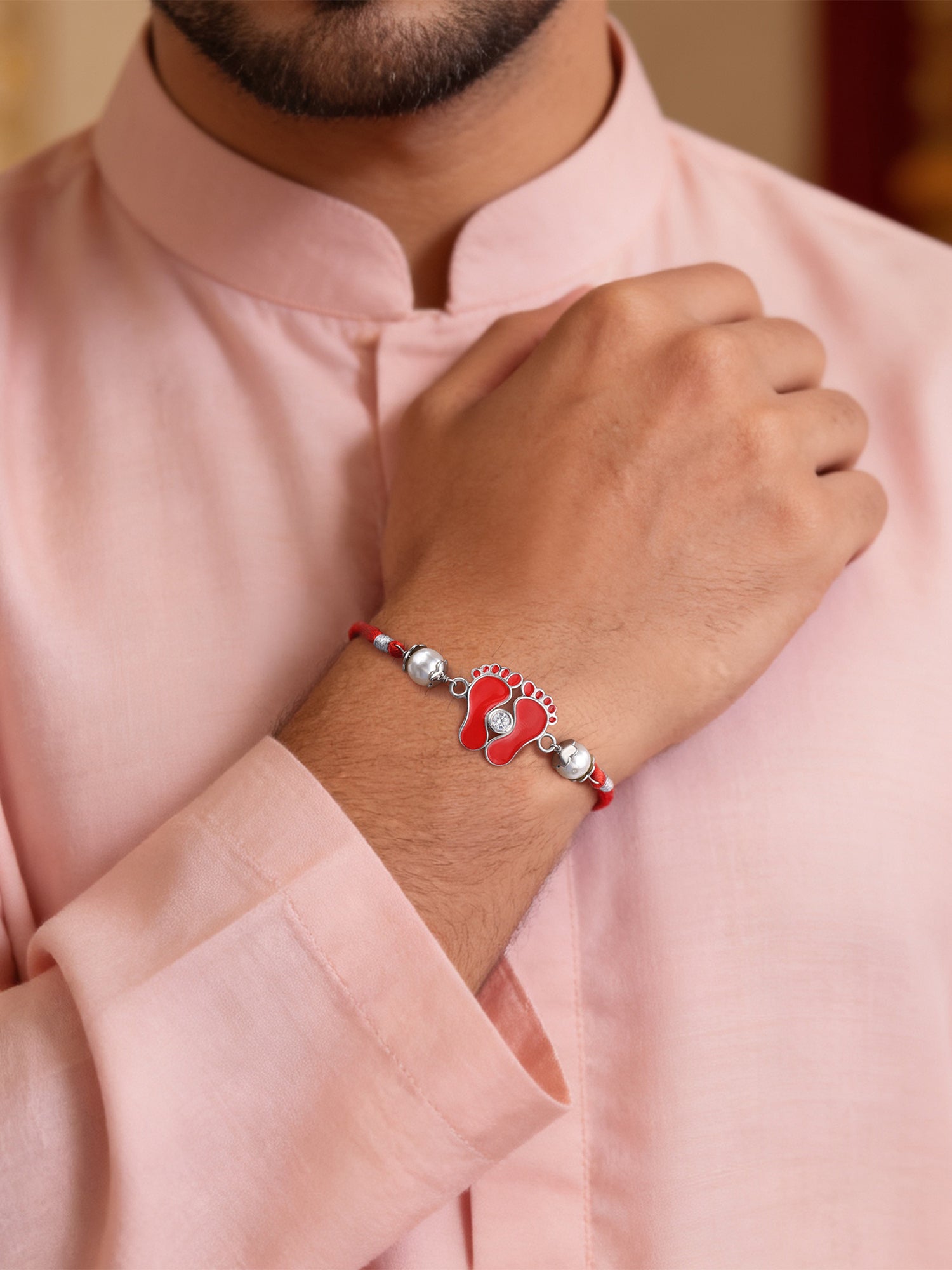 Shree Charan Blessings Silver Rakhi