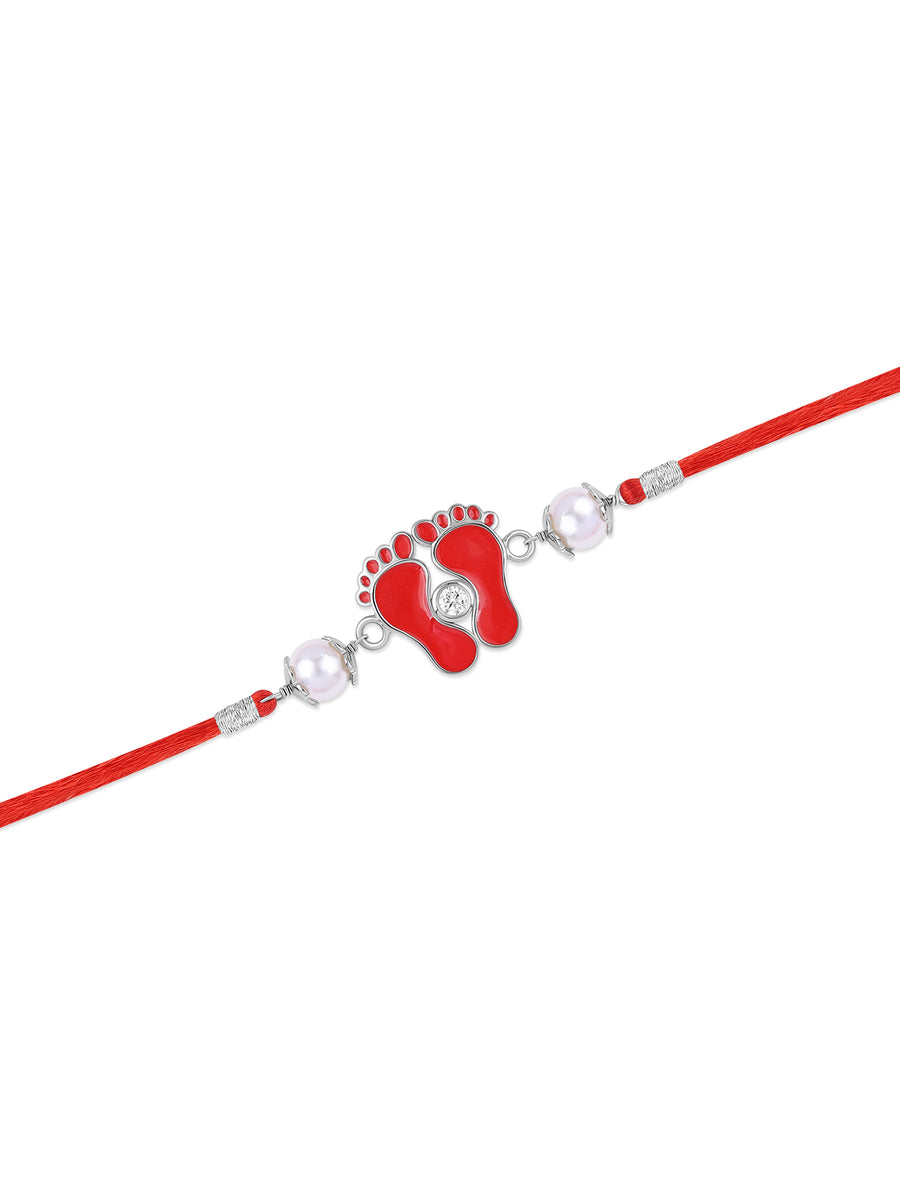 Shree Charan Blessings Silver Rakhi