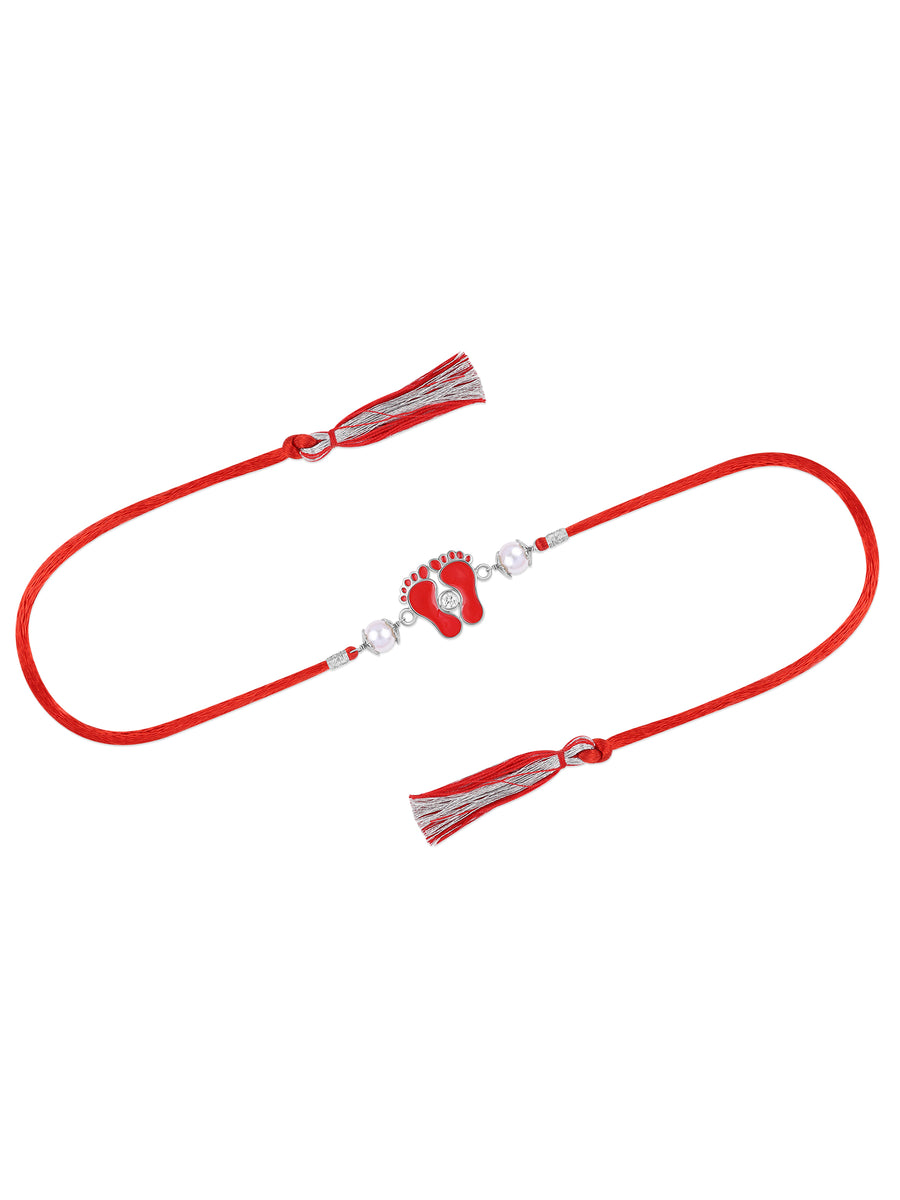 Shree Charan Blessings Silver Rakhi
