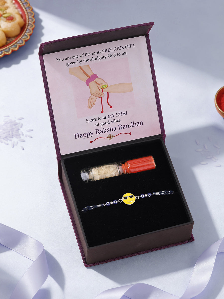 Cool Smiley Silver Rakhi