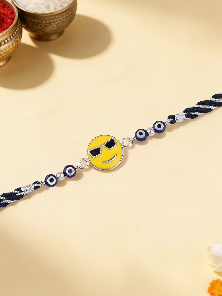 Cool Smiley Silver Rakhi