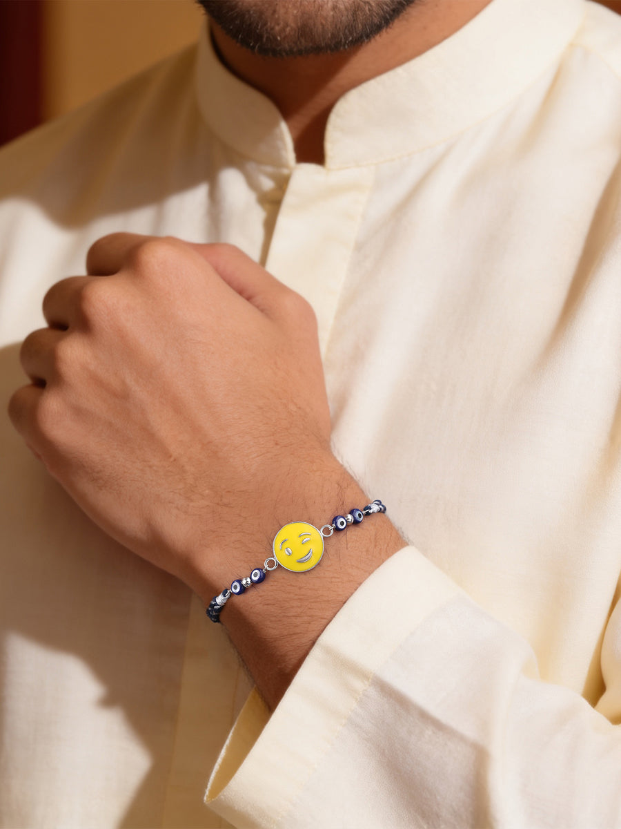 Smiley Silver Rakhi For Brother