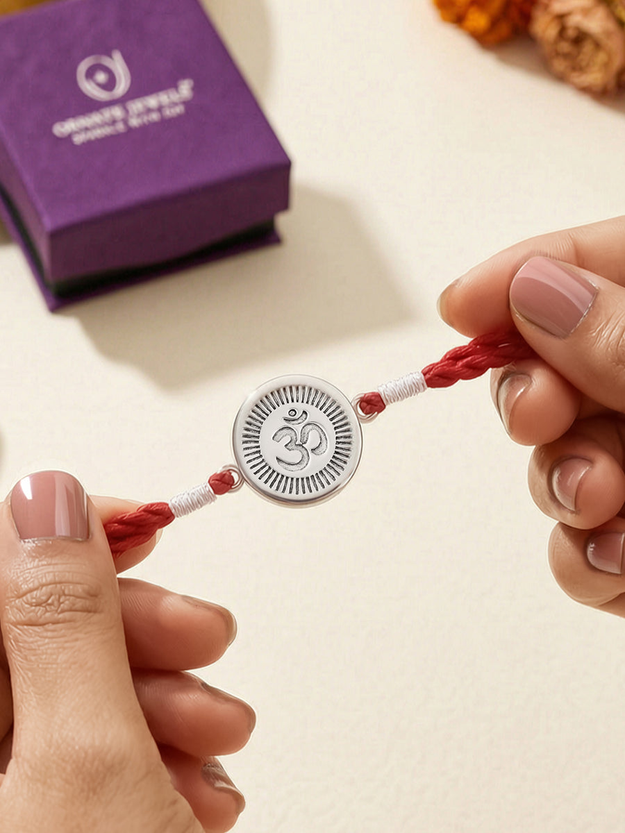 Divine Om Silver Rakhi