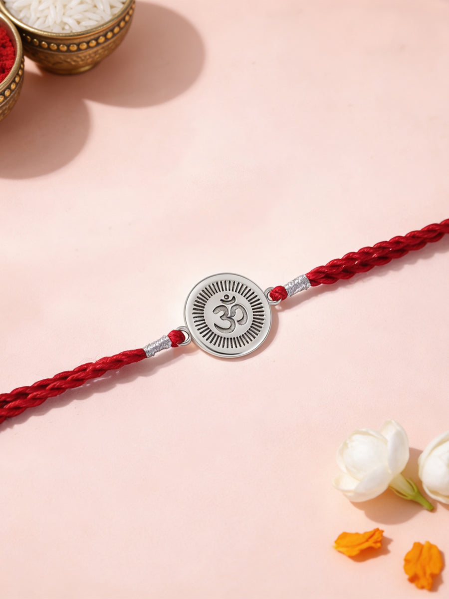 Divine Om Silver Rakhi