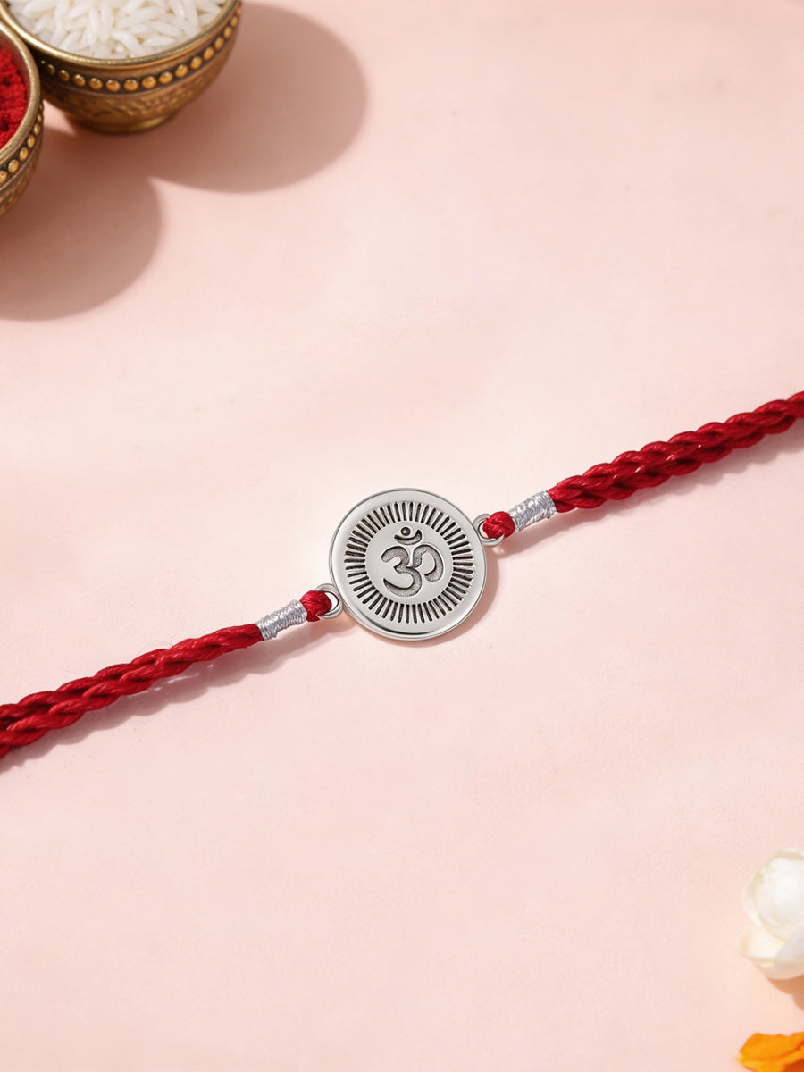 Divine Om Silver Rakhi