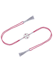 Divine Swastik Ruby Silver Rakhi