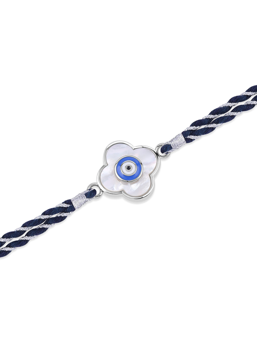 Mother of Pearl Evil Eye Silver Rakhi For Brother