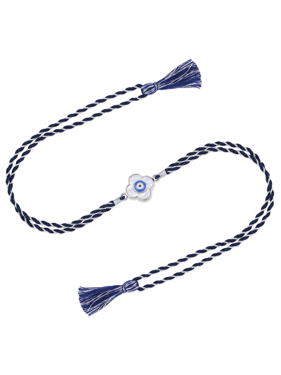 Mother of Pearl Evil Eye Silver Rakhi For Brother