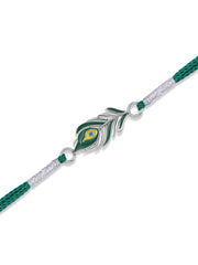 Mor Pankh Enamel Silver Rakhi
