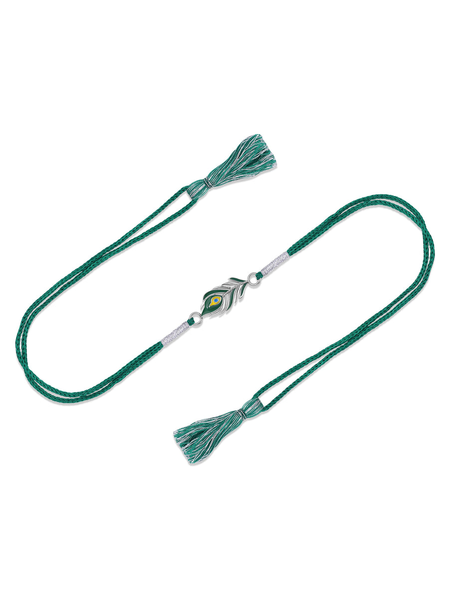Mor Pankh Enamel Silver Rakhi