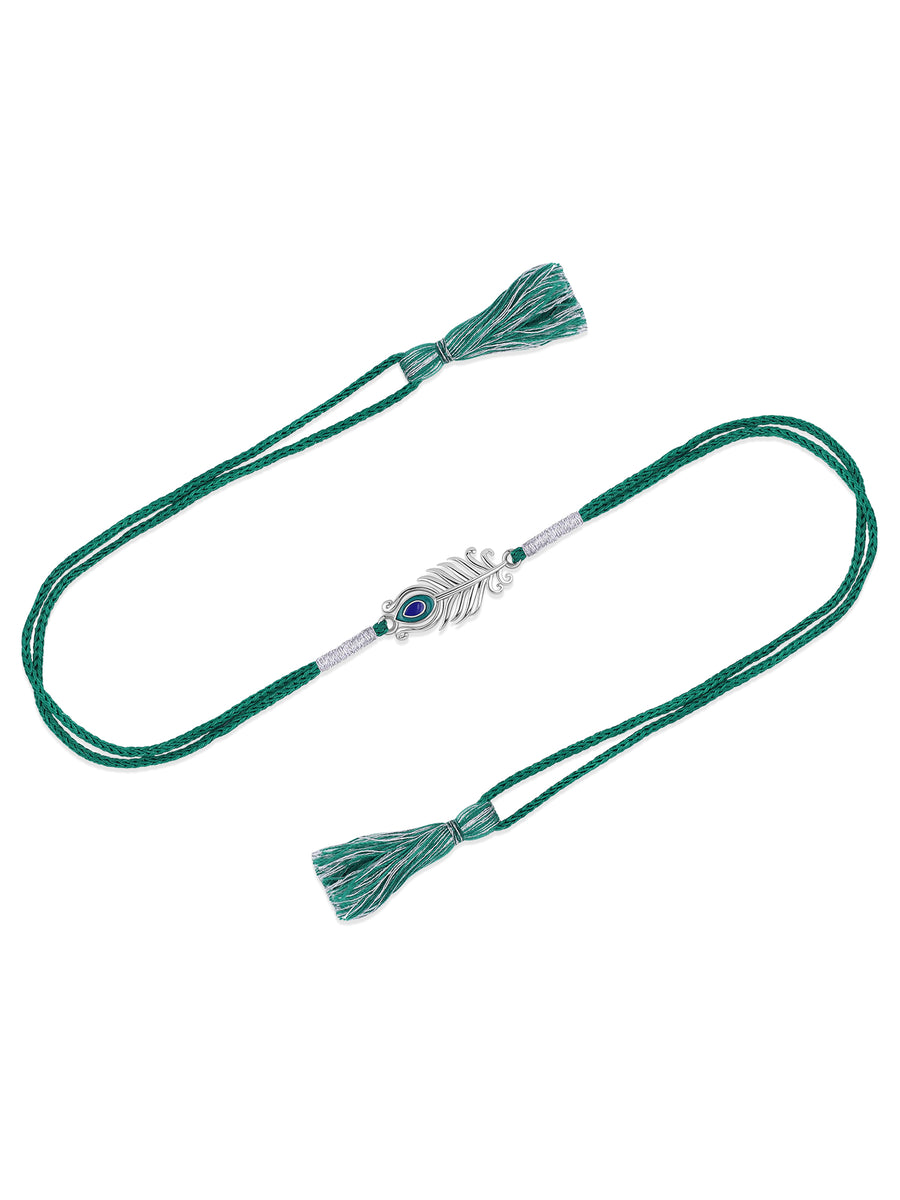 Peacock Feather Silver Rakhi
