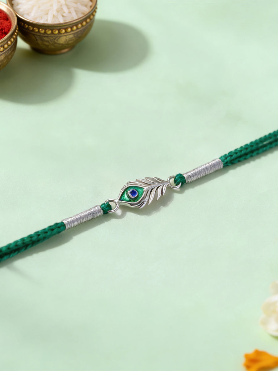 Kanha Morpankh Silver Rakhi