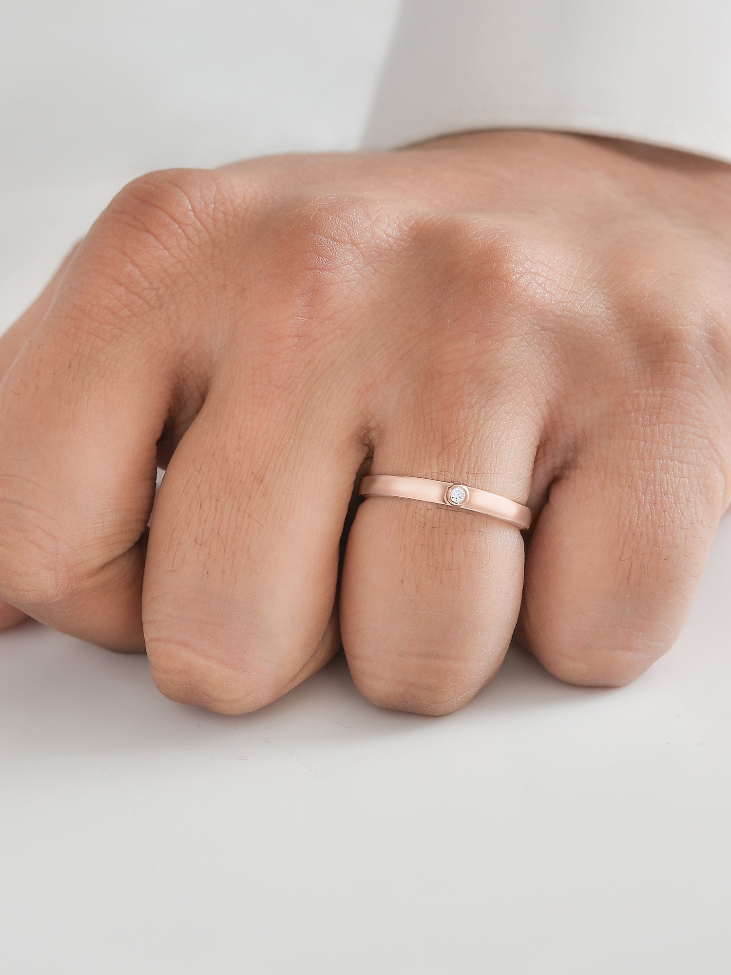 Rose Gold Solitaire Adjustable Silver Ring