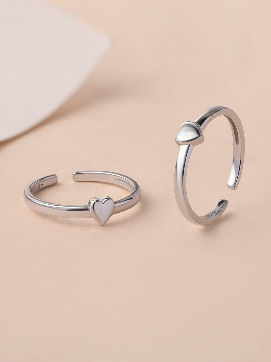 Sweet Heart Adjustable Silver Toe Rings