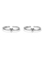 Sweet Heart Adjustable Silver Toe Rings
