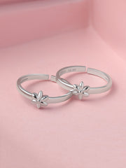 Floral Grace Adjustable Silver Toe Rings