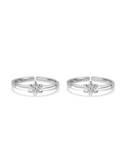 Floral Grace Adjustable Silver Toe Rings