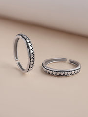 Heart Pattern Oxidised Silver Adjustable Toe Rings