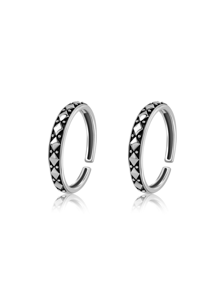 Classic Pattern Oxidised Silver Adjustable Toe Rings