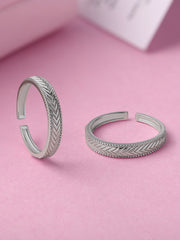 Textured Elegance Adjustable Silver Toe Rings