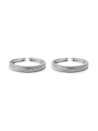 Textured Elegance Adjustable Silver Toe Rings