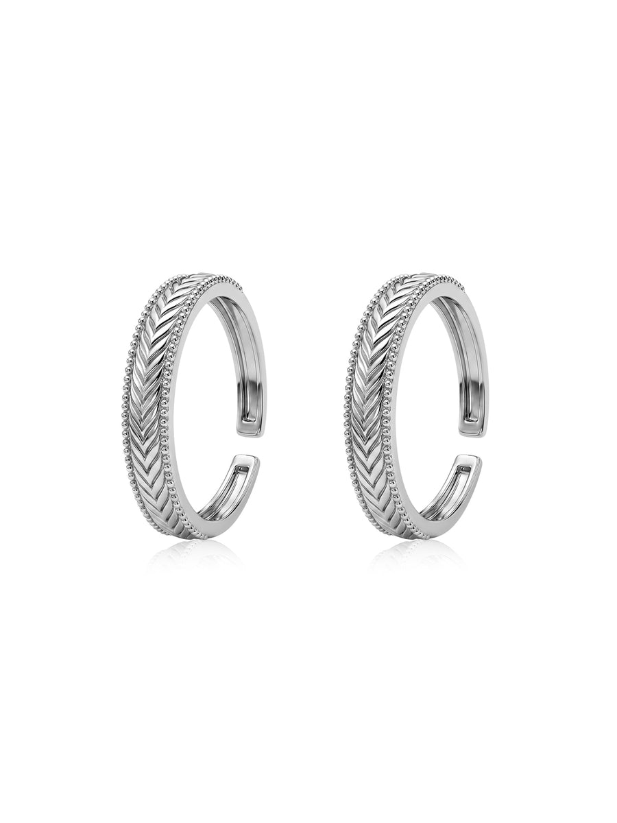 Textured Elegance Adjustable Silver Toe Rings