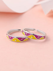 Color Wave Enamel Adjustable Silver Toe Rings