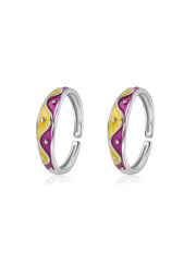 Color Wave Enamel Adjustable Silver Toe Rings