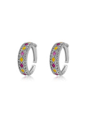 Color Mosaic Adjustable Silver Toe Rings