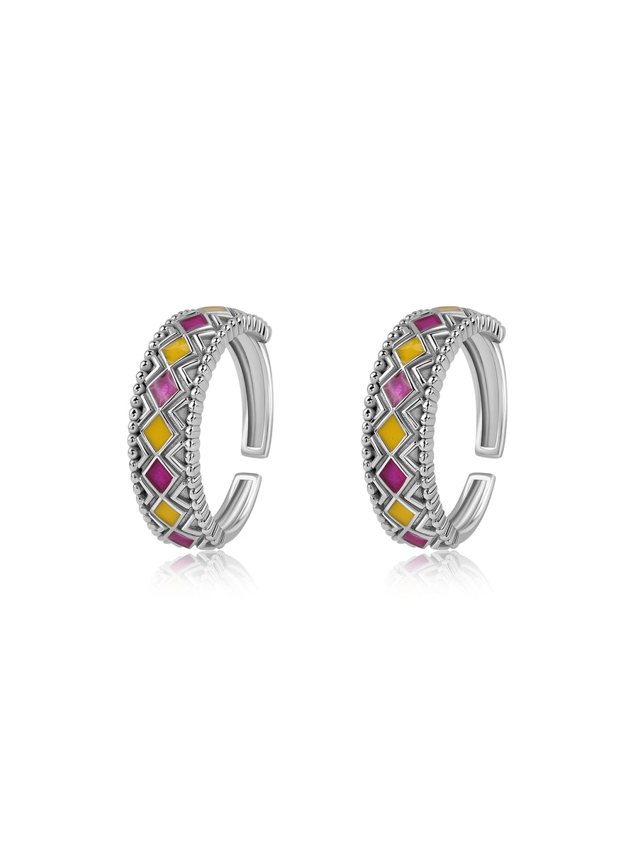 Color Mosaic Adjustable Silver Toe Rings