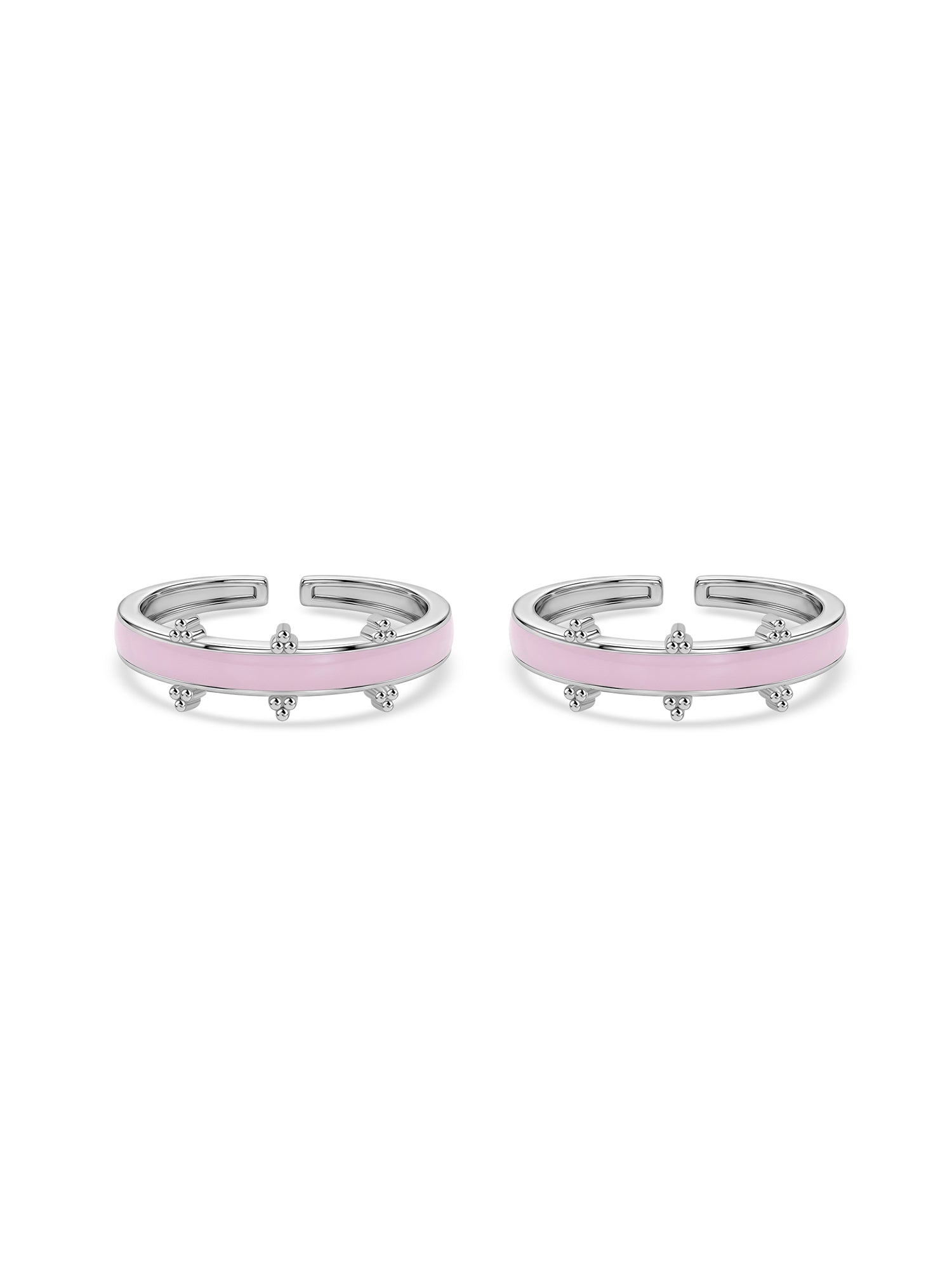 Blush Pink Enamel Silver Adjustable Toe Ring