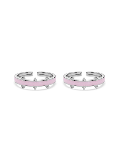 Blush Pink Enamel Silver Adjustable Toe Ring