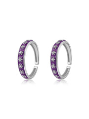Purple Blossom Adjustable Silver Toe Rings