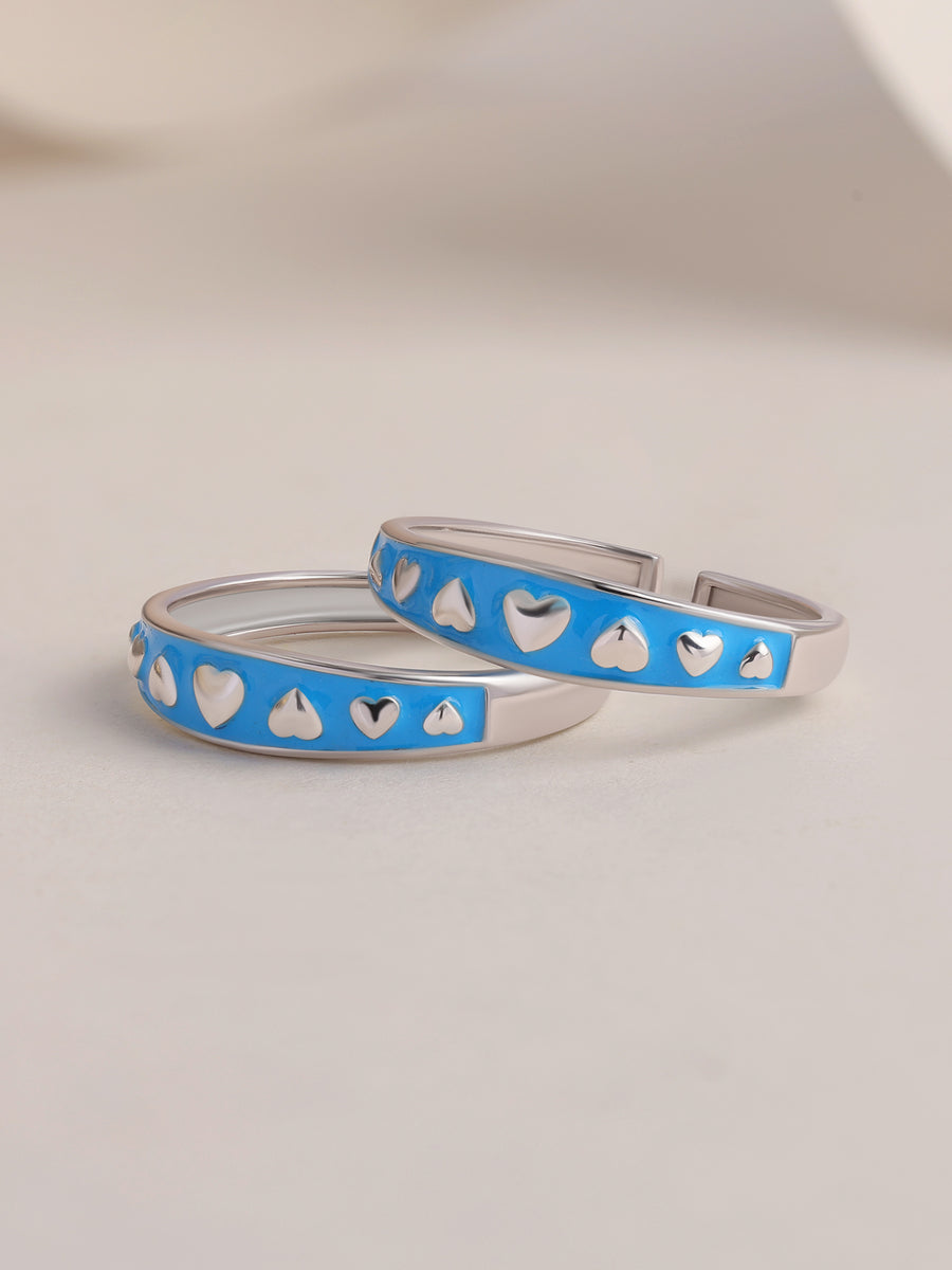 Blue Heart Adjustable Silver Toe Rings