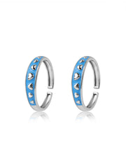 Blue Heart Adjustable Silver Toe Rings