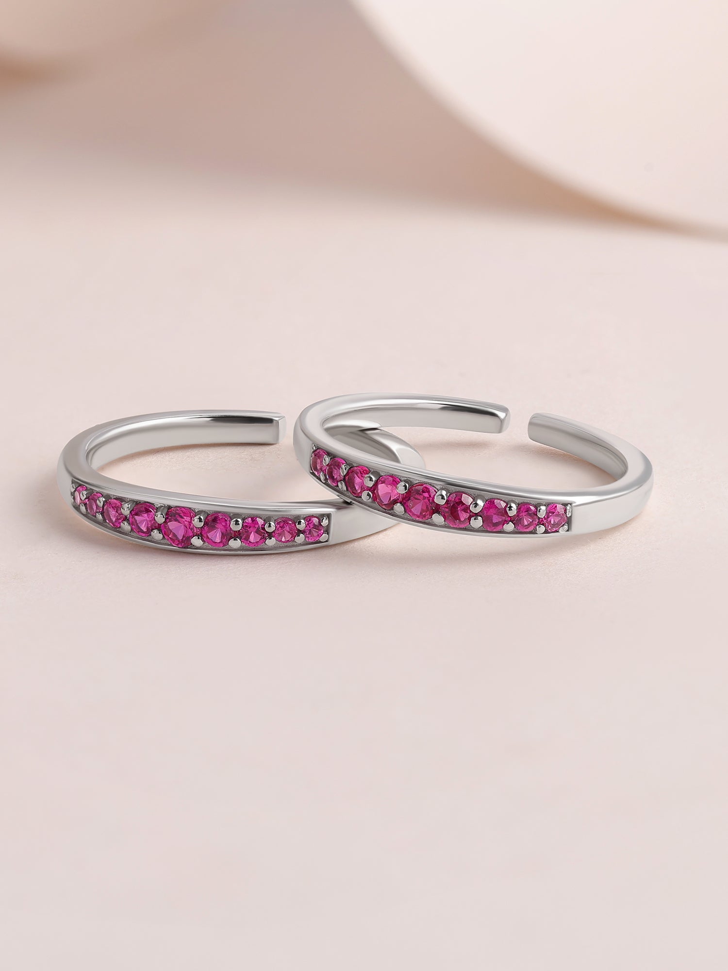 Ruby Spark Adjustable Silver Toe Rings