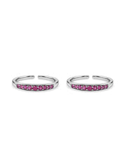 Ruby Spark Adjustable Silver Toe Rings