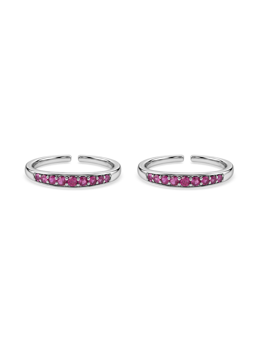 Ruby Spark Adjustable Silver Toe Rings