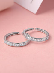 American Diamond Spark Adjustable Silver Toe Rings