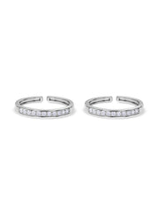 American Diamond Spark Adjustable Silver Toe Rings