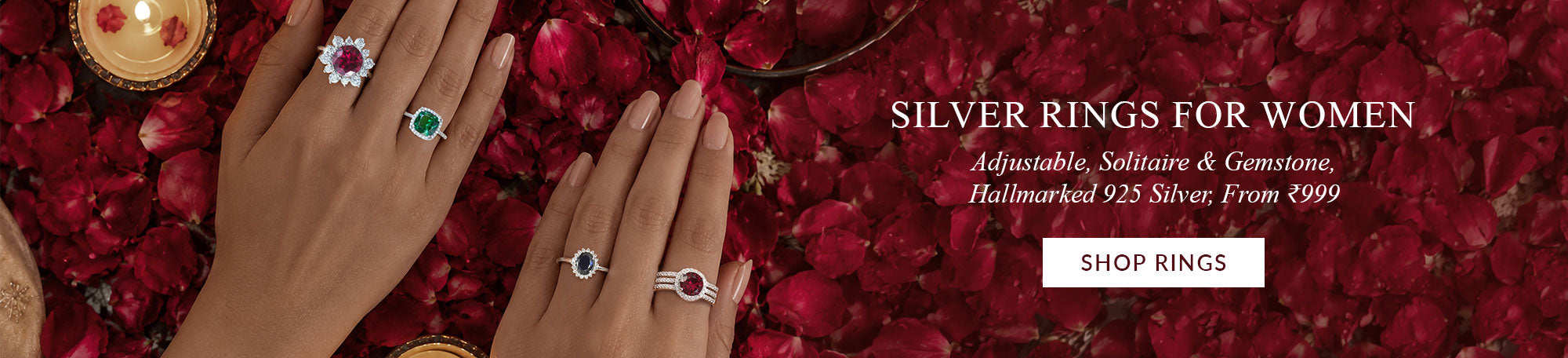 Silver Rings for Women - 925 sterling silver solitaire and gemstone rings, hallmarked silver rings online