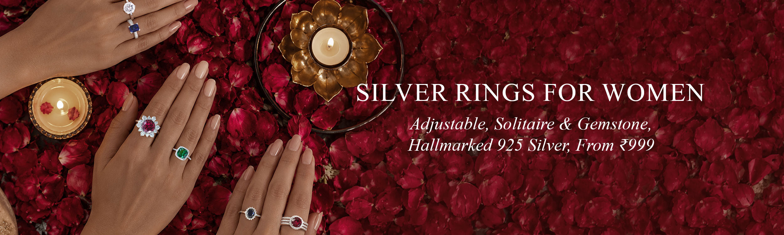 Silver Rings for Women - 925 sterling silver solitaire and gemstone rings, hallmarked silver rings online