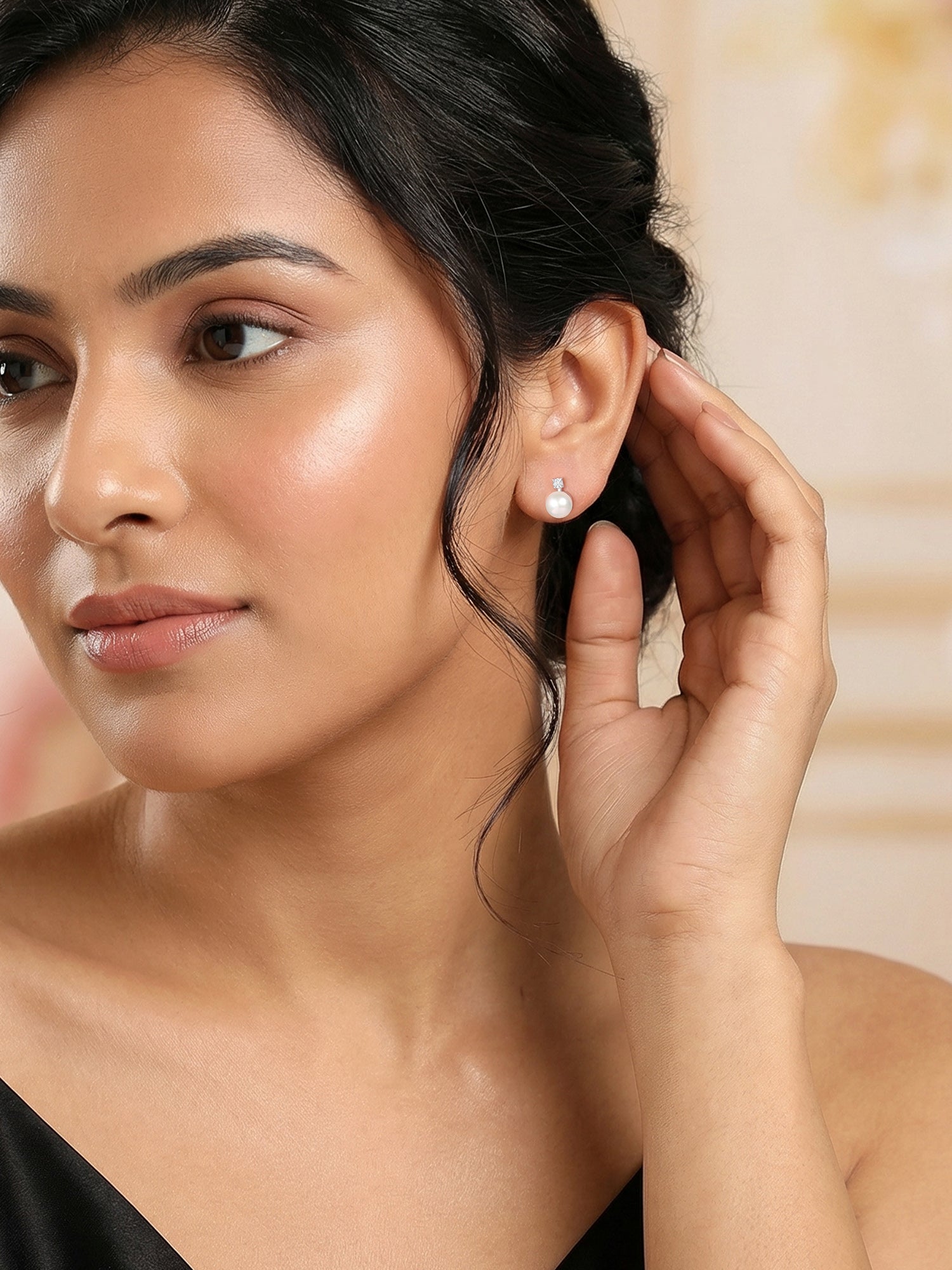 Natural Pearl Classic Studs In Silver