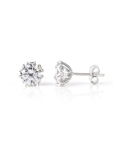 5 CARAT AMERICAN DIAMOND FLOWER 925 SILVER STUD EARRINGS-1