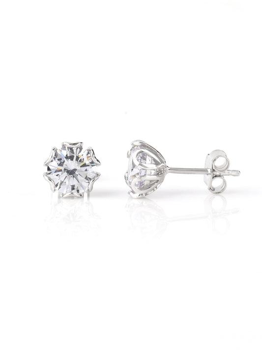 5 CARAT AMERICAN DIAMOND FLOWER 925 SILVER STUD EARRINGS-1