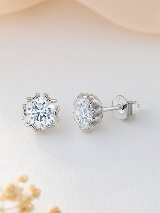 2.5 Carat American Diamond Flower 925 Silver Stud Earrings