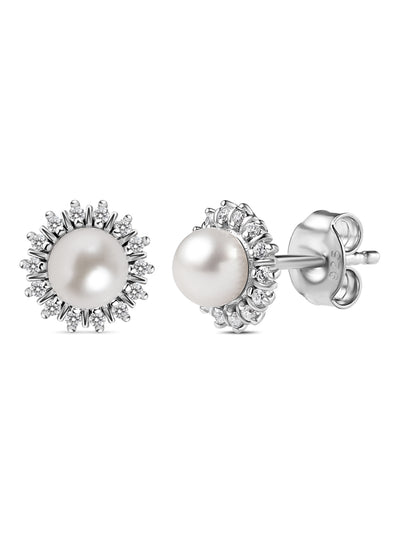 Natural Pearl Silver Stud Earrings for Women
